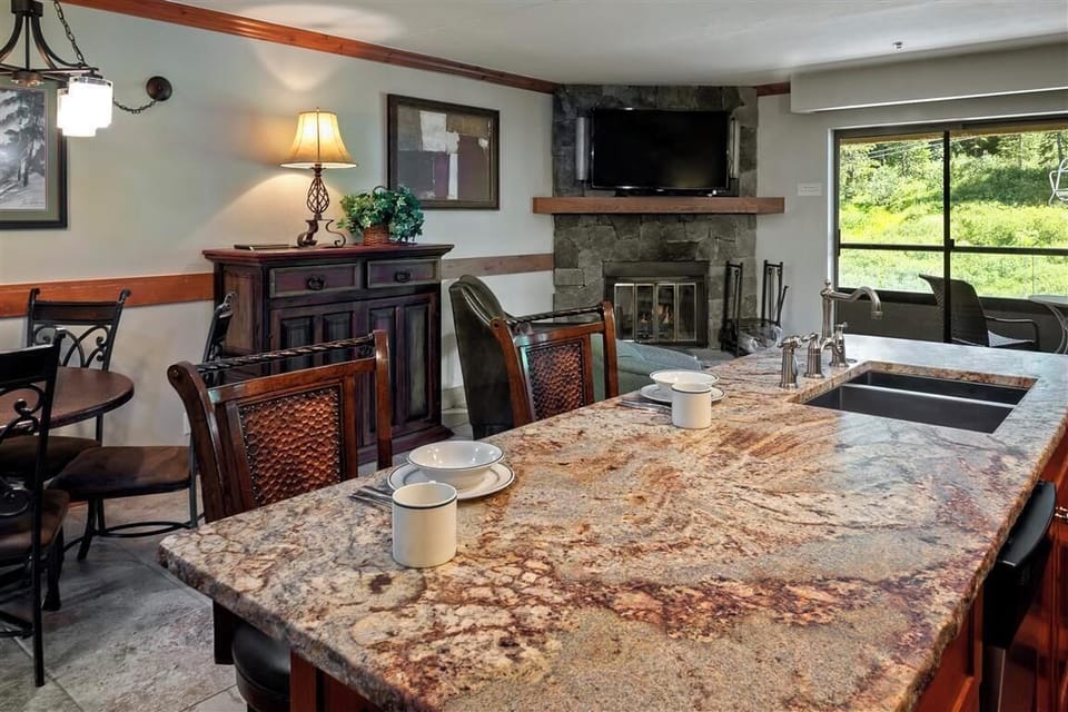 Share meals in the bright dining space with scenic outdoor views.