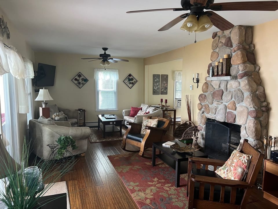 living room with fireplace