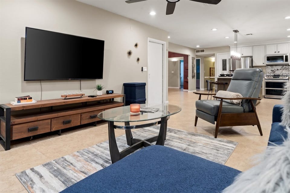 The Living room invites cozy vibes, and movie nights await! ✨