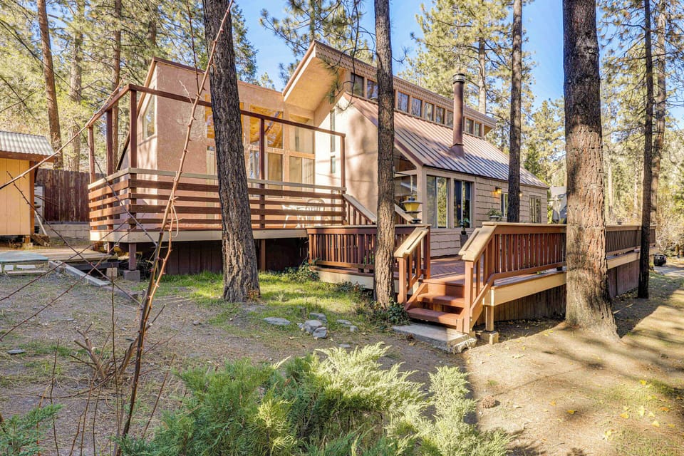 Property Exterior | Deck w/ Dining Tables | Gas Grill