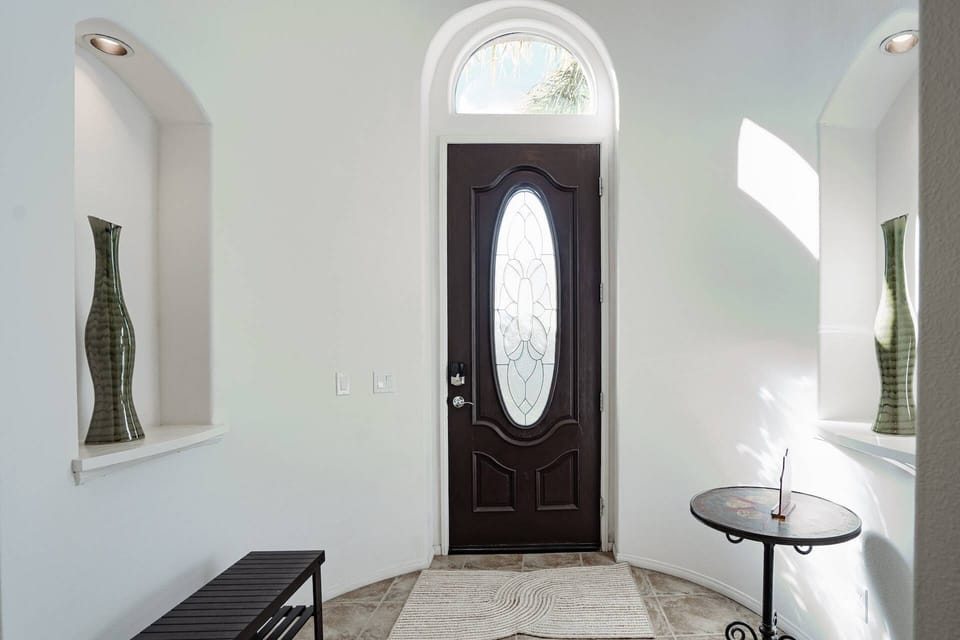 Stylish and welcoming front door and hallway