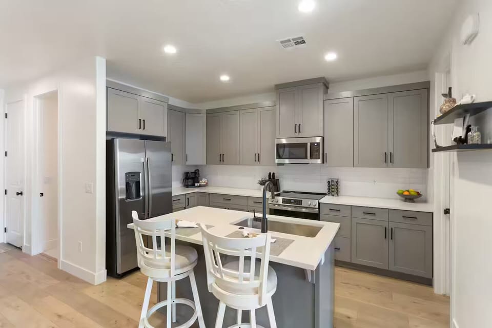 Kitchen island bar seating for 2 with room to prepare and enjoy meals together
