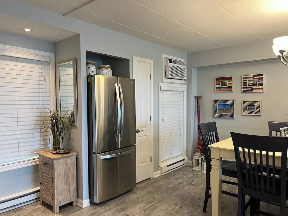 Full size refrigerator and freezer with ice-maker. 