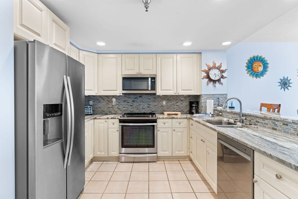 Fully stocked kitchen for making gourmet fresh seafood meals