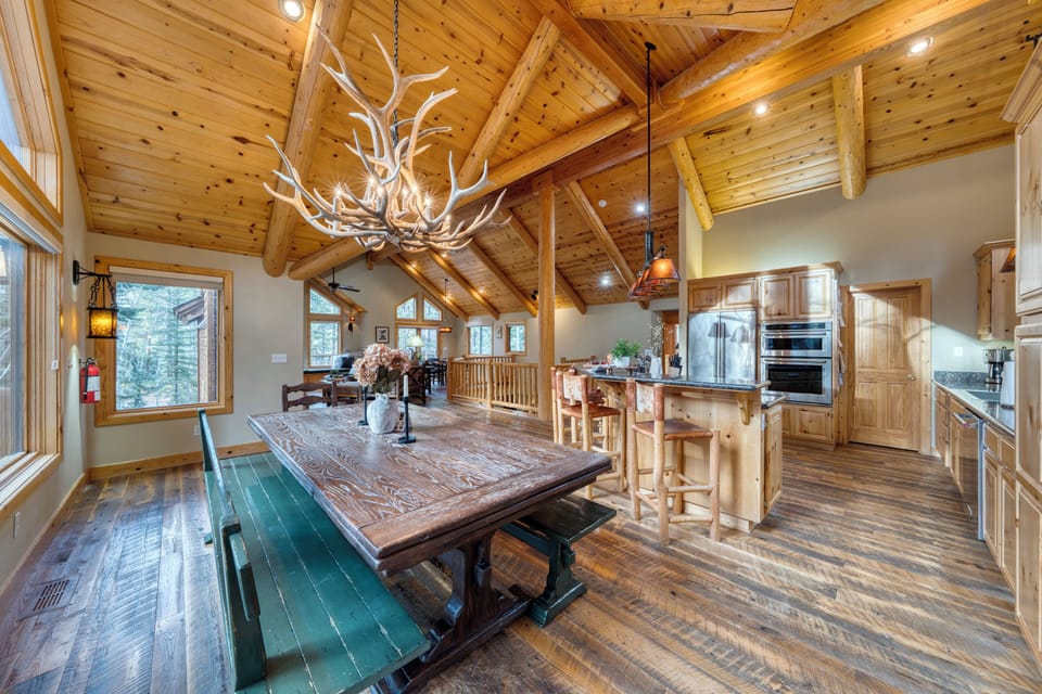 Rustic dining table in the kitchen.