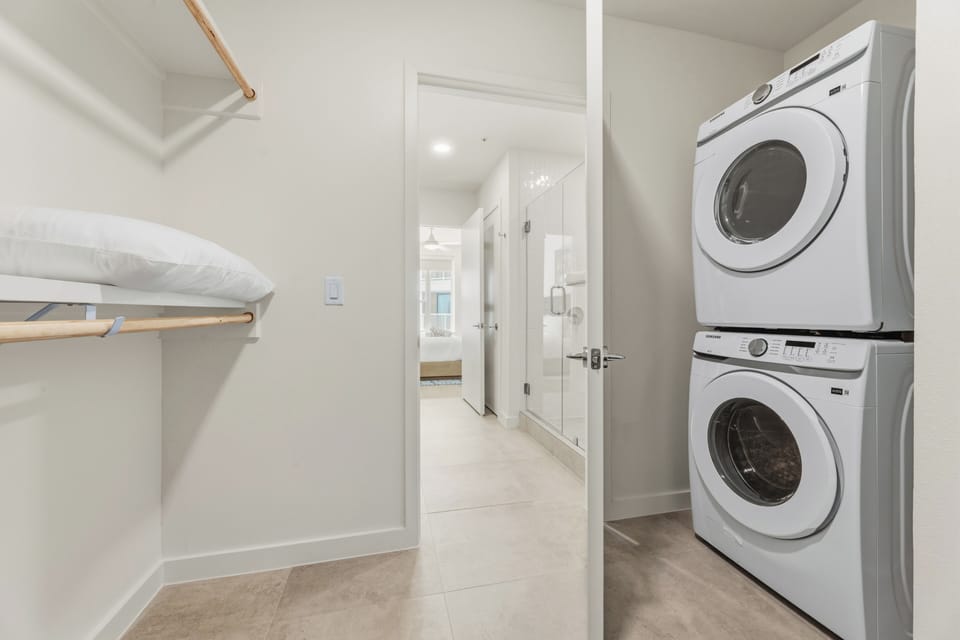 In-unit laundry for a hassle-free vacation.