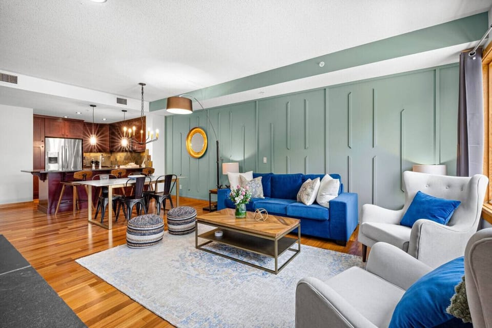 Gorgeous open concept space with calming tones.