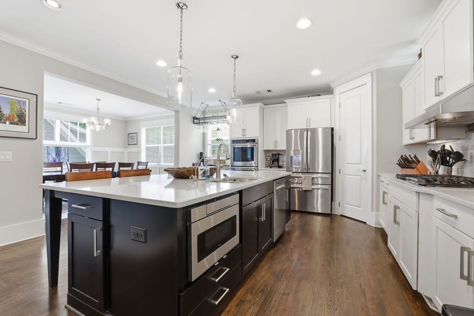Spacious, modern, and stocked kitchen with the essentials for effortless cooking during your stay.