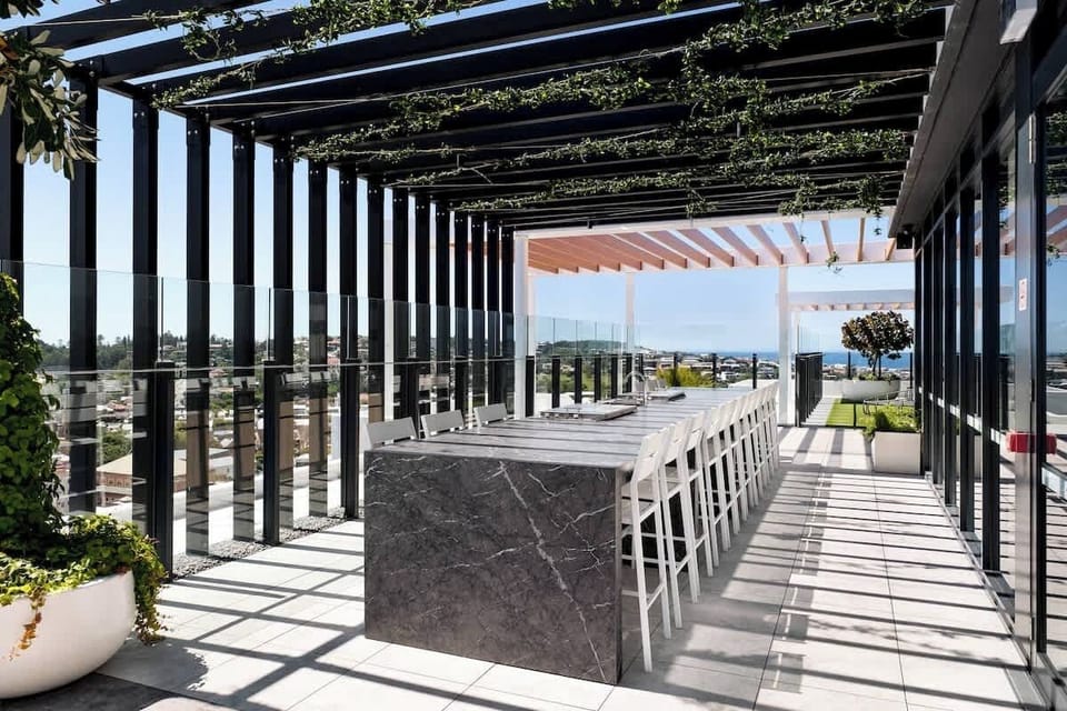 Incredible Rooftop with sweeping views over Newcastle harbour and beaches. Here you will find BBQs, sinks and more seating. This is a common/shared area. 