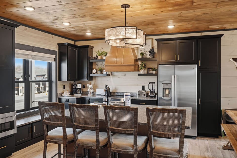 Large kitchen island with seating for guests