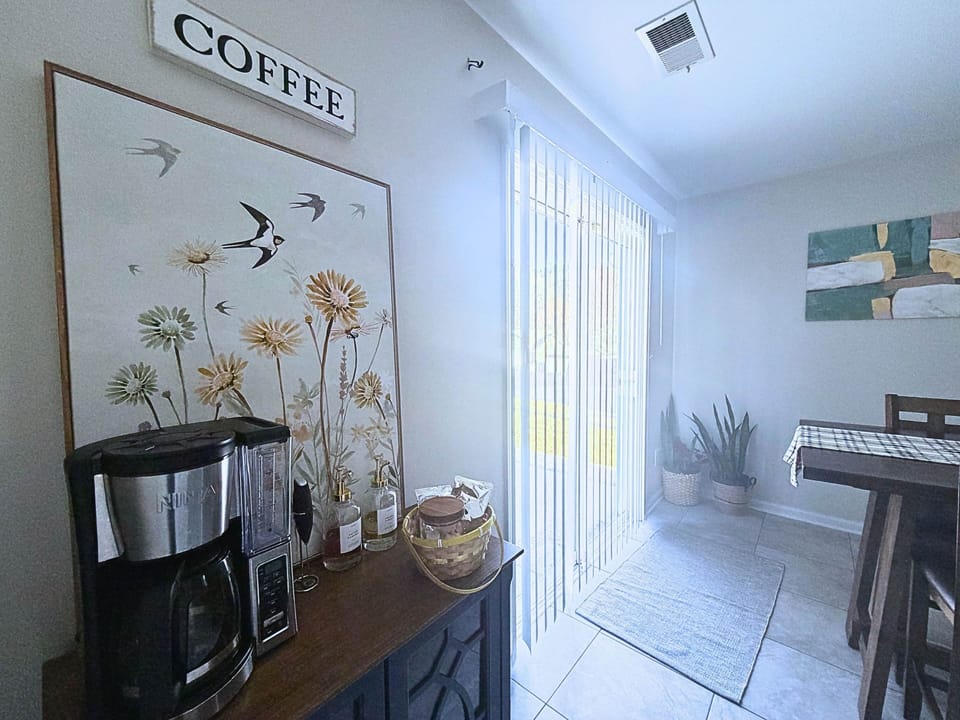 Fully stocked coffee bar to start the day