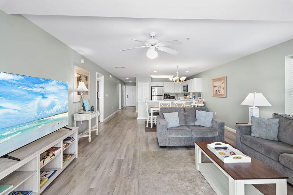 Living room to kitchen view