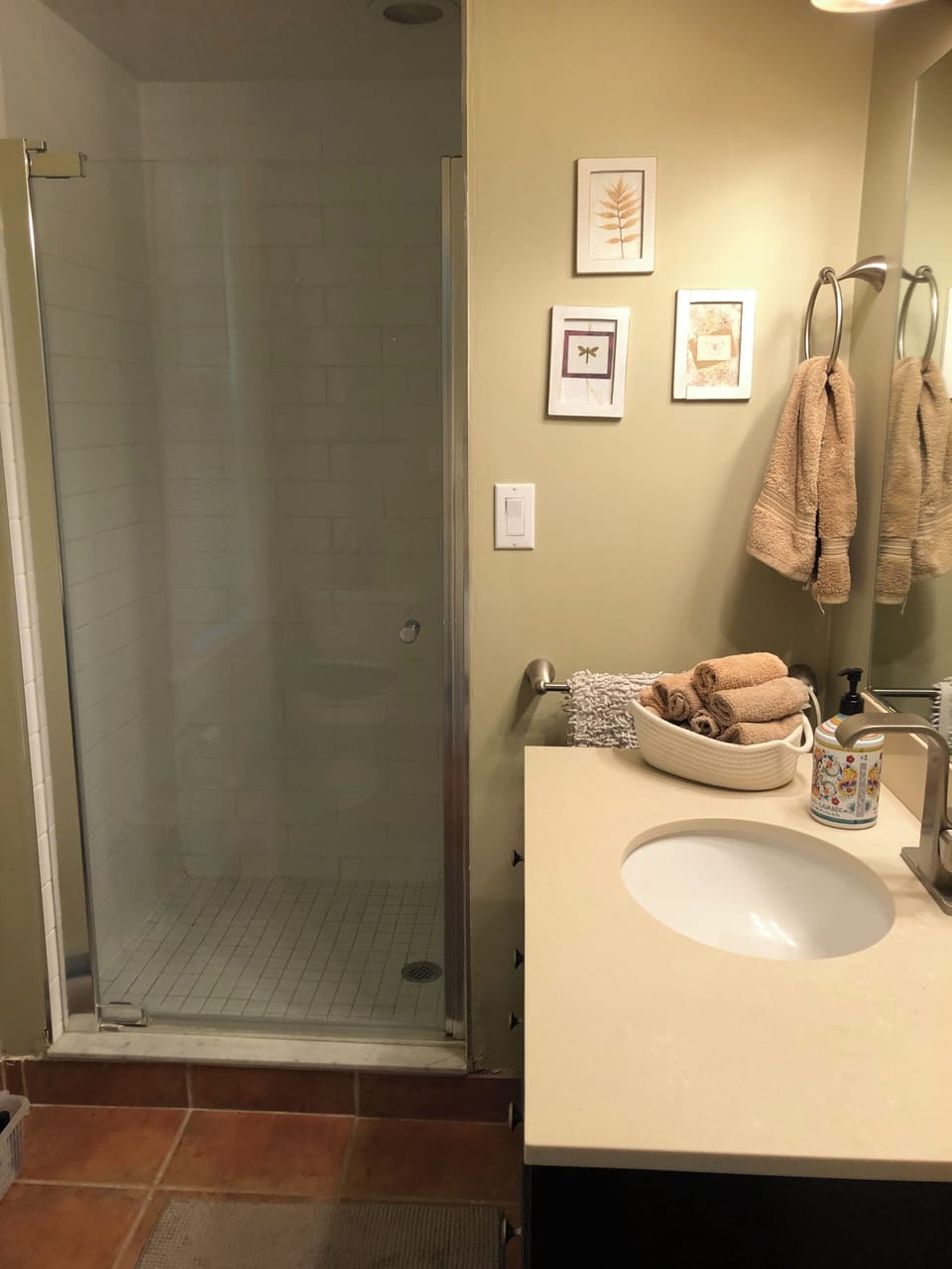 Mai floor bathroom with huge walk in shower