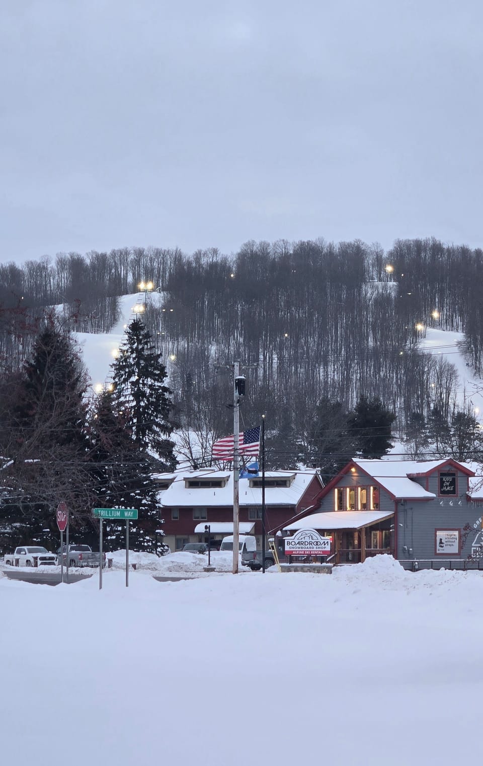 View from the back across the street from the Holiday Valley slopes!