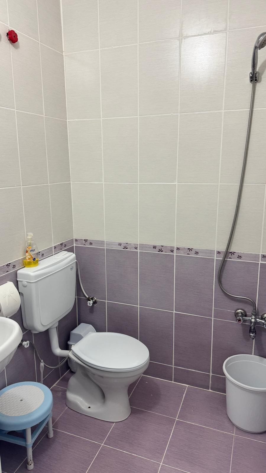 Shower, towels, soap, shampoo