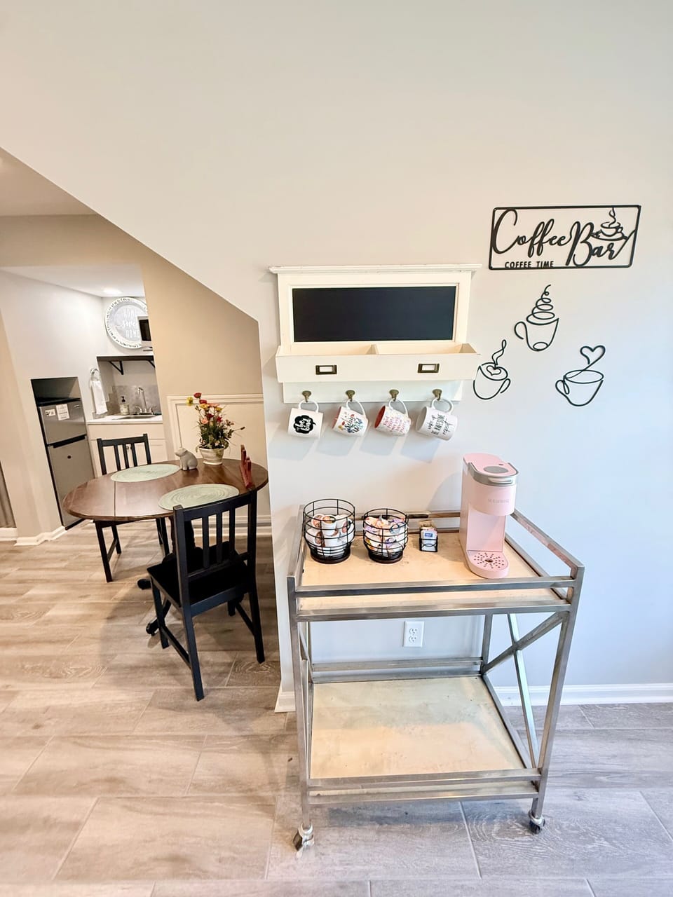 Coffee bar with k-pods, cream and sugar