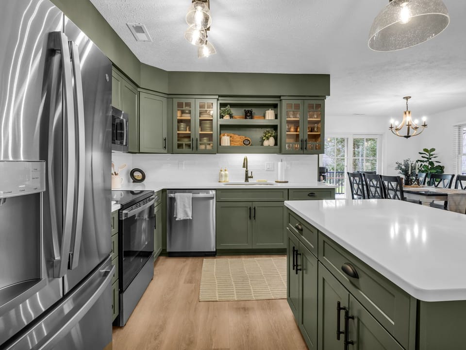 Fully stocked kitchen with supplies.