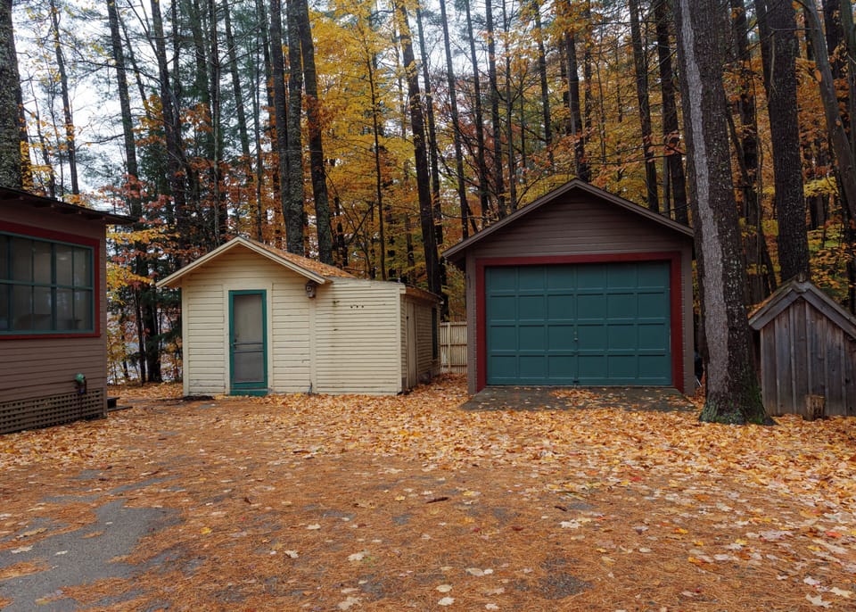 Driveway, front of sleeping cabin.
Garage is for owners use only.