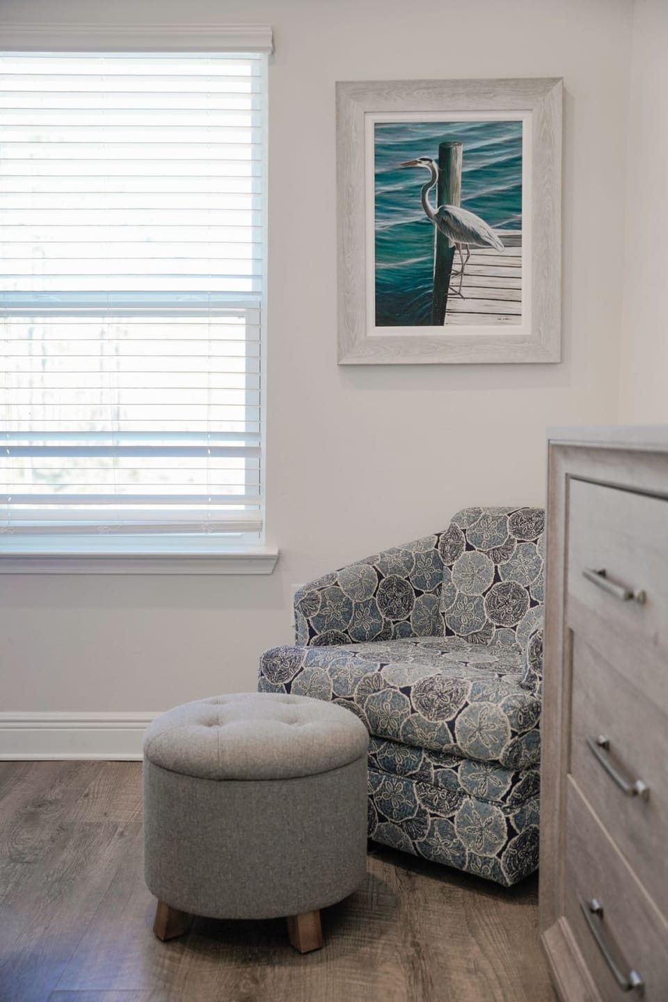 Comfortable reading nook in primary bedroom 