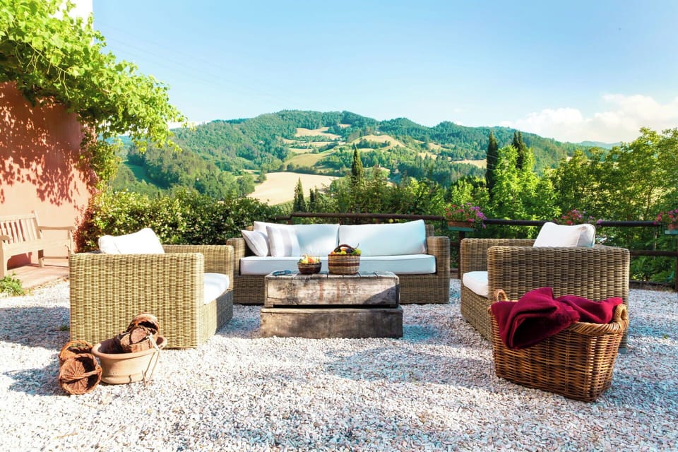Furniture, Outdoor Furniture, Wicker, Chair, Flowerpot, Couch, Garden, Shade, Cushion