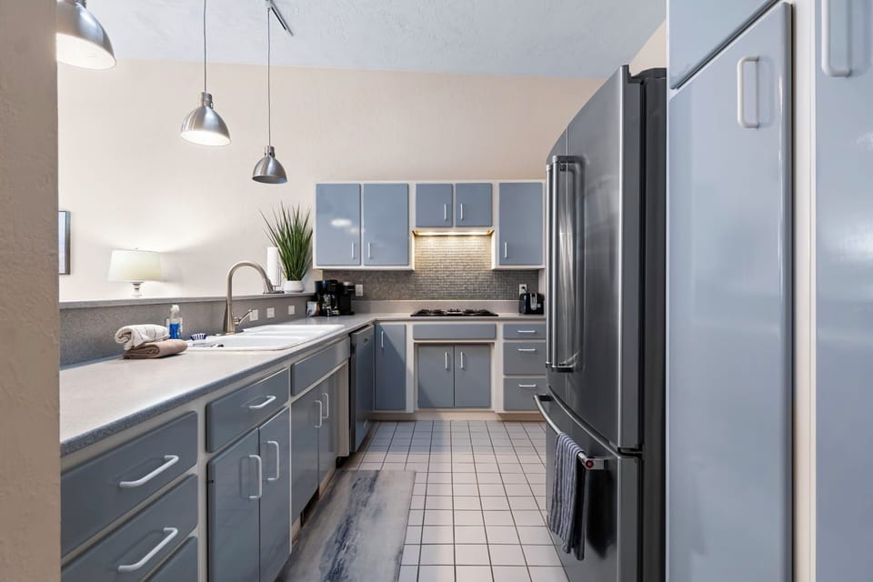 Well-appointed kitchen stocked for everyday cooking.