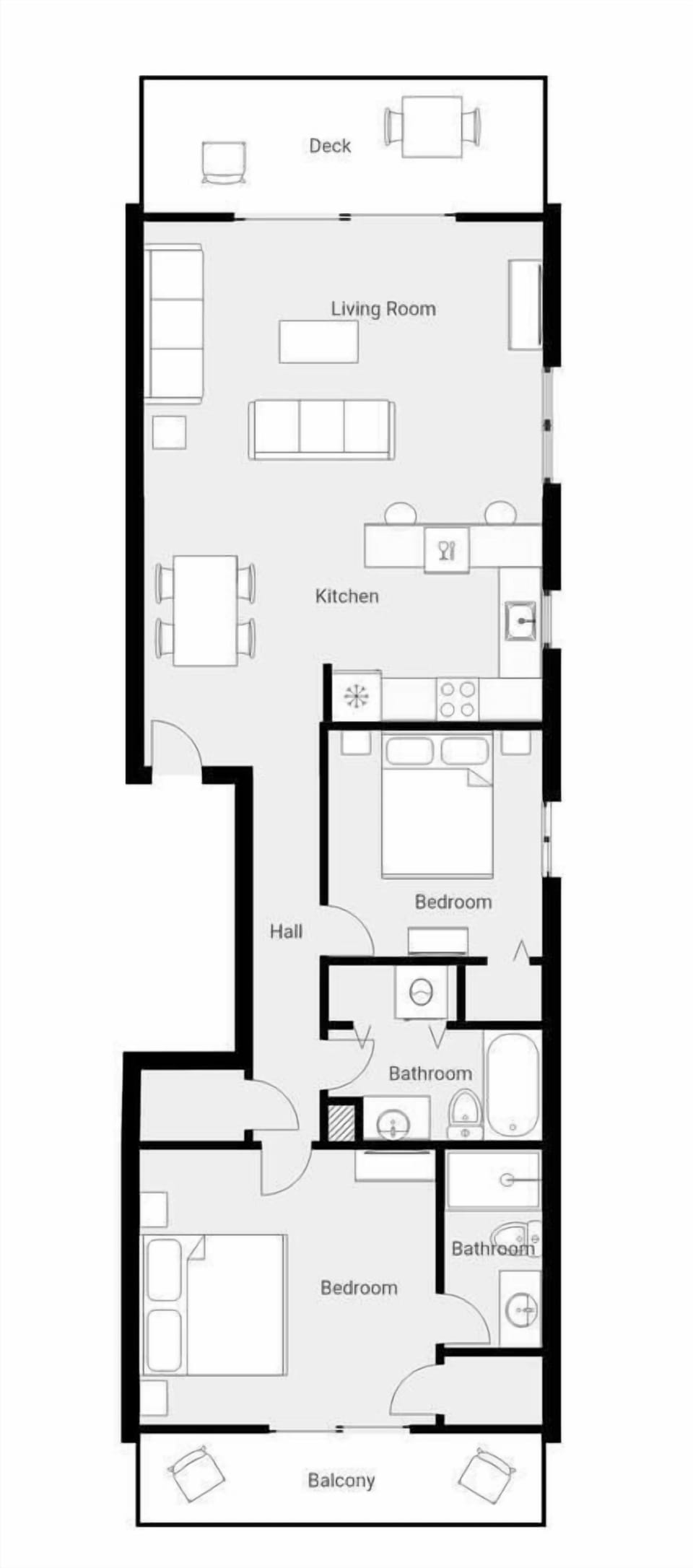 Detailed floor plan shows thoughtfully designed spaces including bedrooms, bathrooms, kitchen, and living areas to help you visualize your stay.