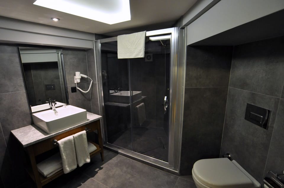 Family Room | Bathroom | Shower, free toiletries, hair dryer, slippers