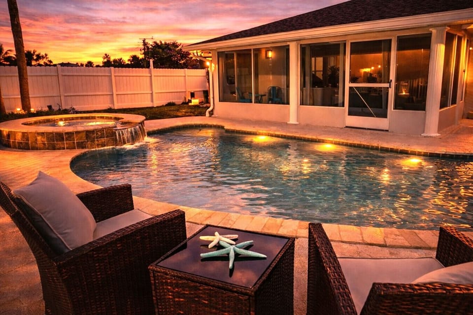Heated Pool & Hot Tub at Sunset