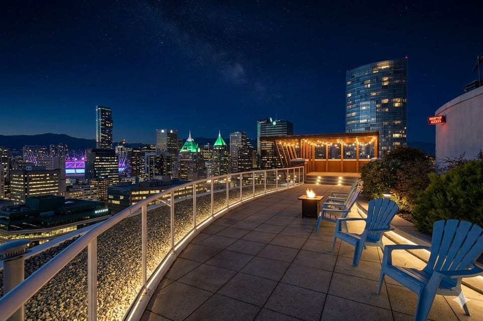 Stunning shared penthouse rooftop feating breathtaking 360 views.