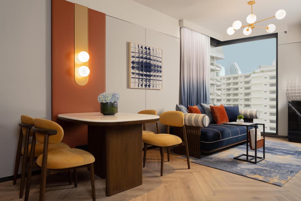 Premium Suite, 1 King Bed (Asoke) | Living area | 55-inch Smart TV with digital channels, Netflix, streaming services