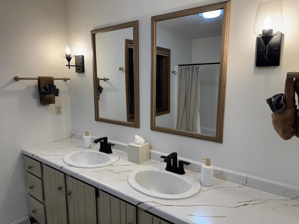 Upstairs bath double sinks
