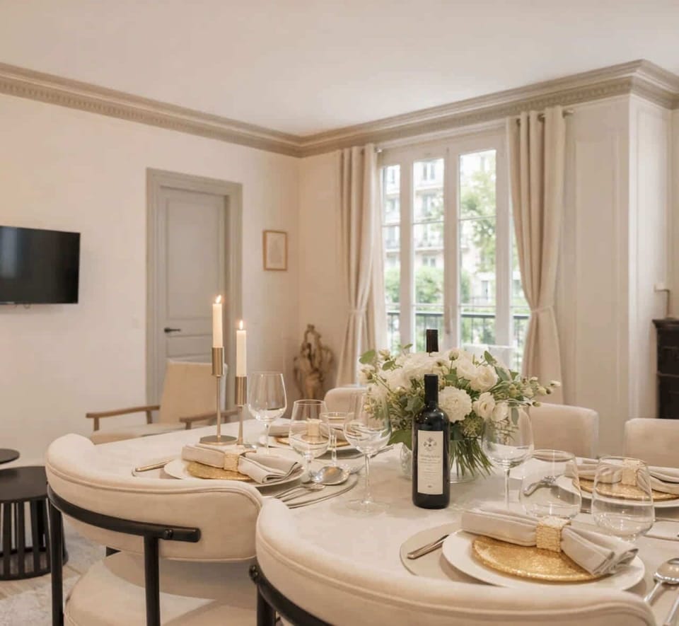 Dining area that can also double as a work space.