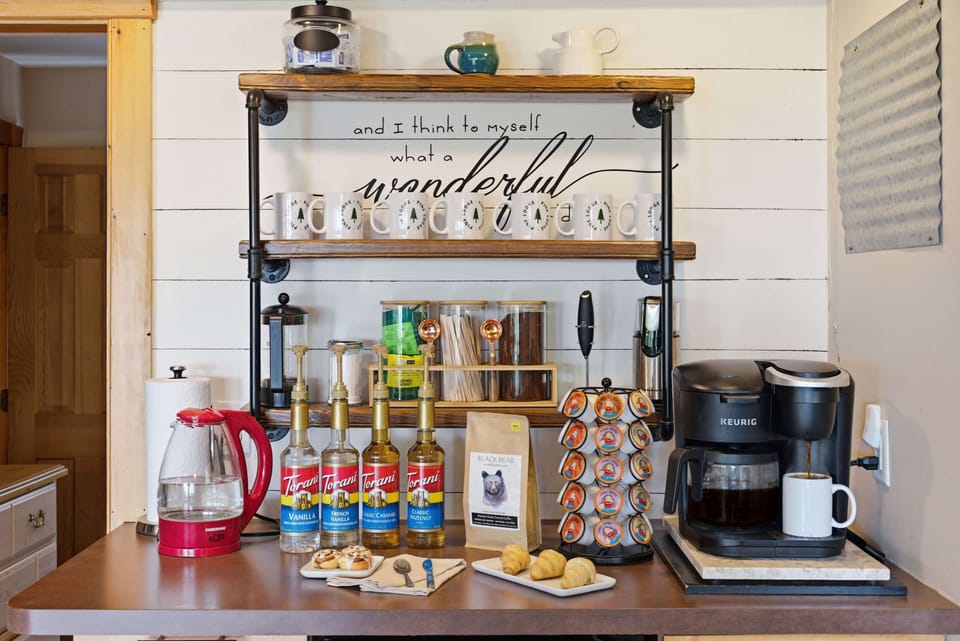 A cozy coffee bar stocked and ready for slow mornings.
