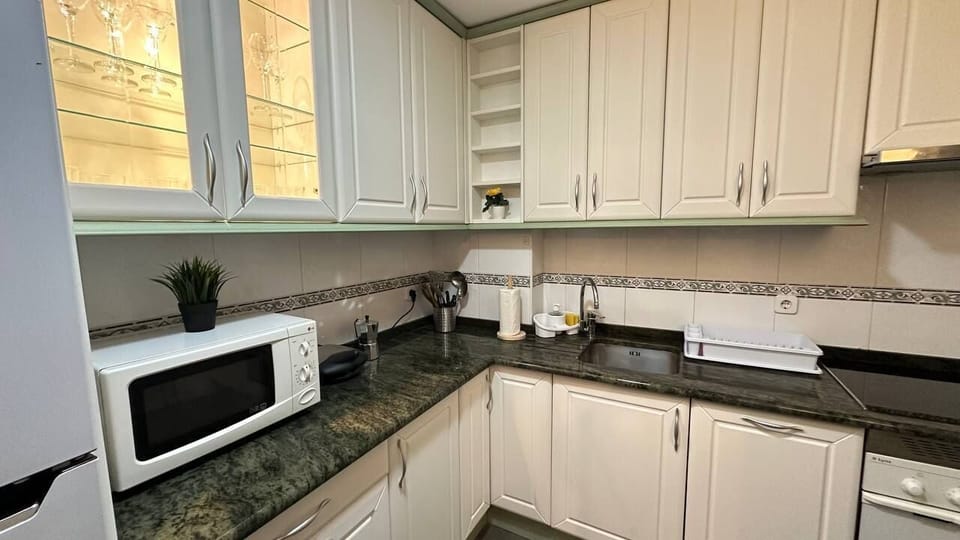 Fridge, microwave, stovetop, toaster