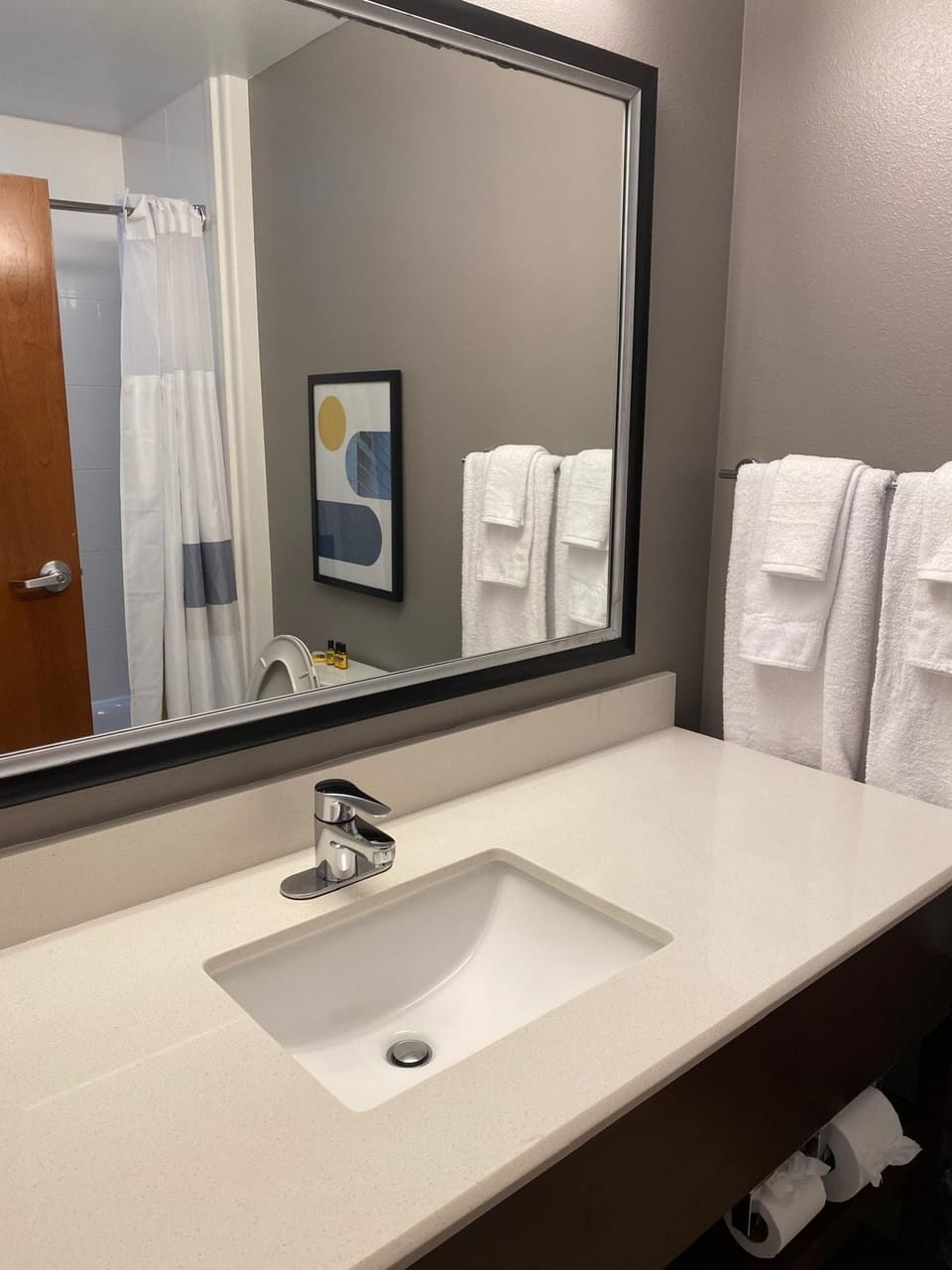 Free toiletries, hair dryer, towels, soap
