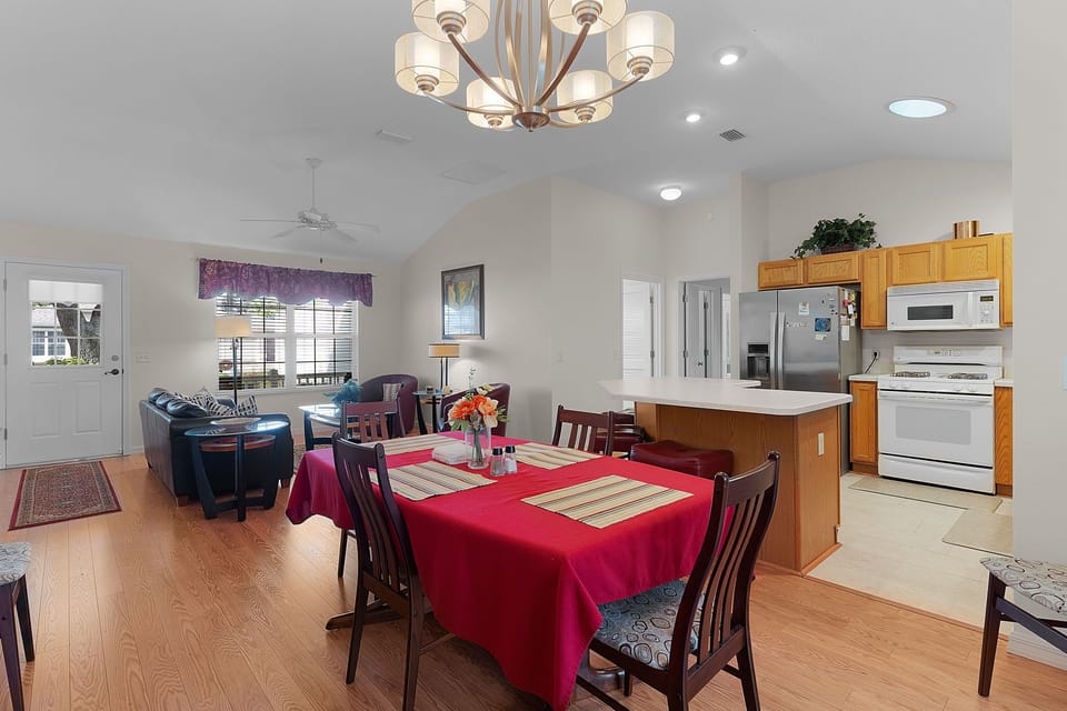 Gather around your dining table for memorable meals, then unwind in the comfortable living room while dinner simmers in your fully-equipped kitchen.