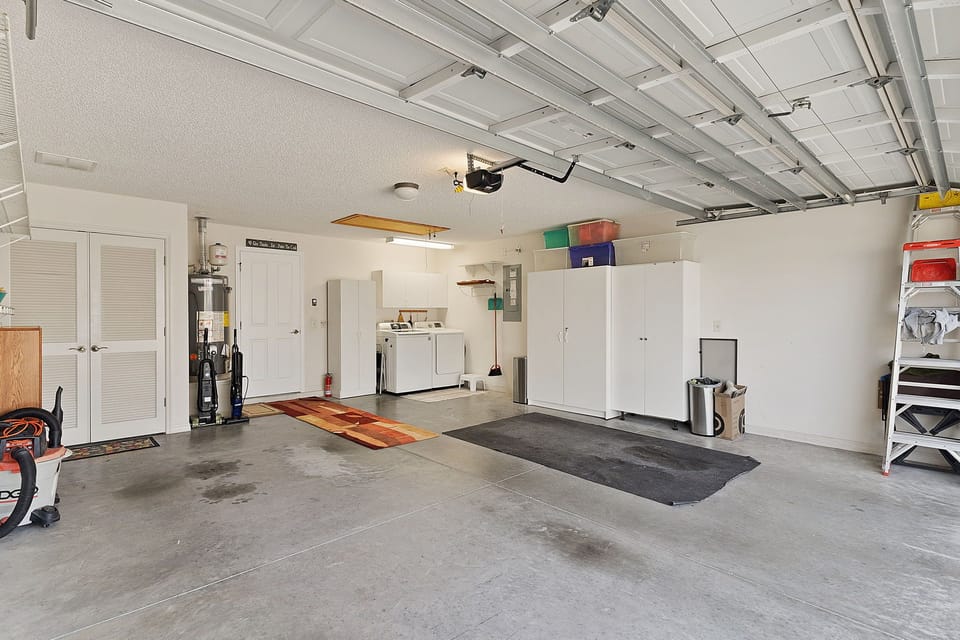 Your spacious garage offers convenient parking and organized storage, with easy access to all your belongings during your stay.