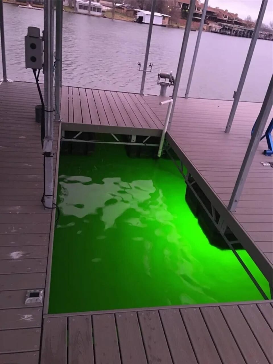 Deep water fishing hole with Green Monster fishing lights installed. 