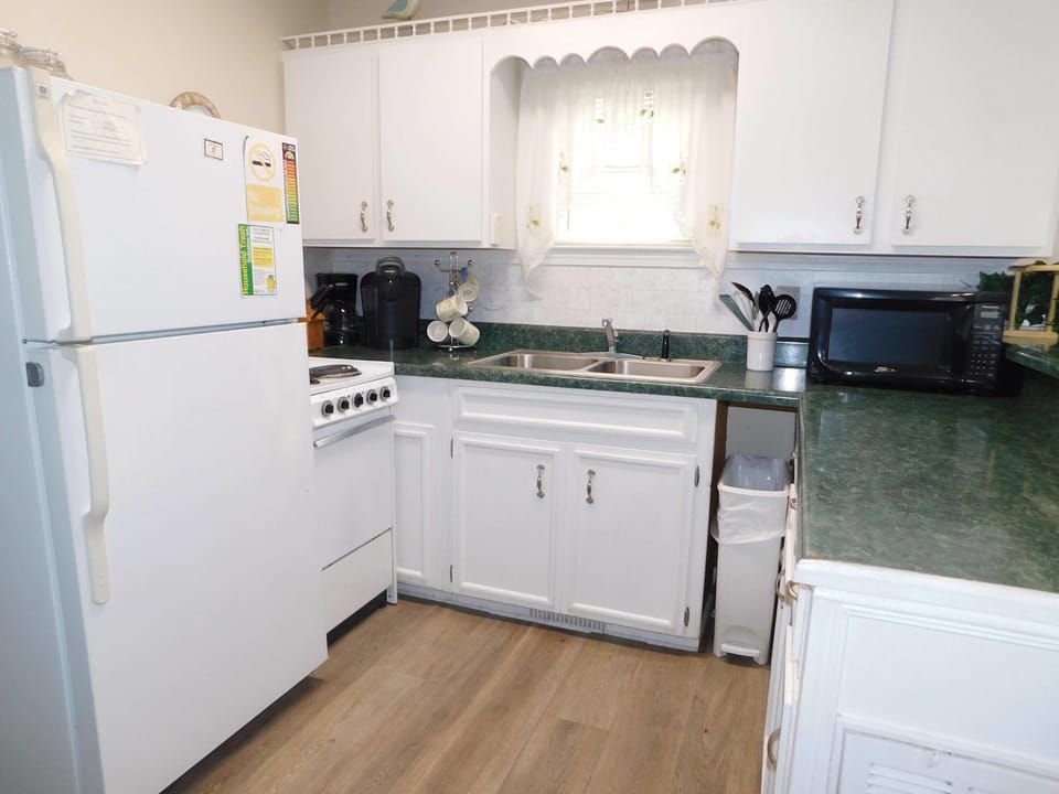 Cozy kitchen with vintage charm and modern essentials