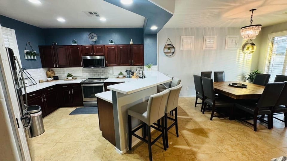 Kitchen and Dining table for 8