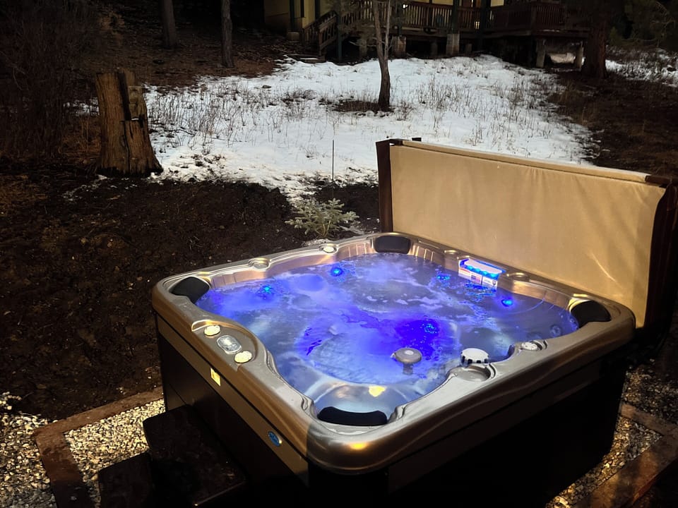 Brand new sparkling 7 seater hot tub with disco lights is the best way to unwind