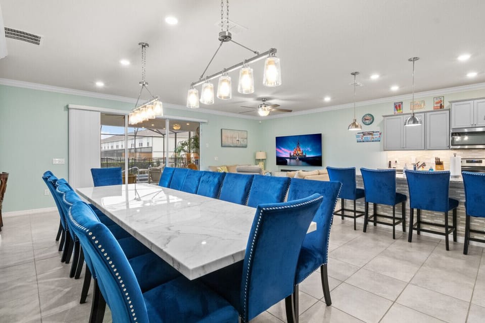 Elegant dining area perfect for family meals and group gatherings.