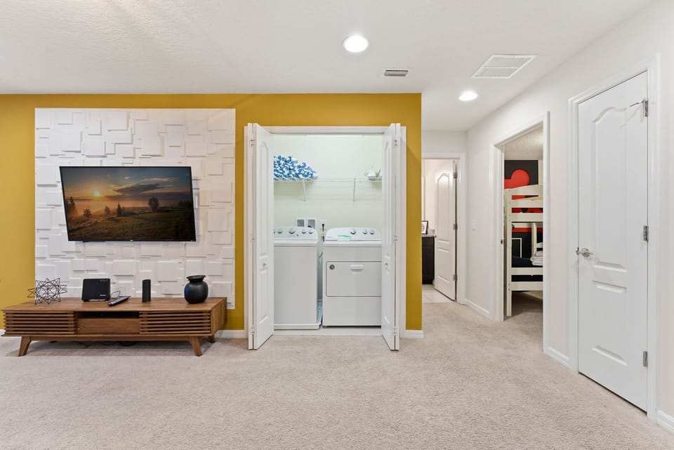 Family room and laundry closet