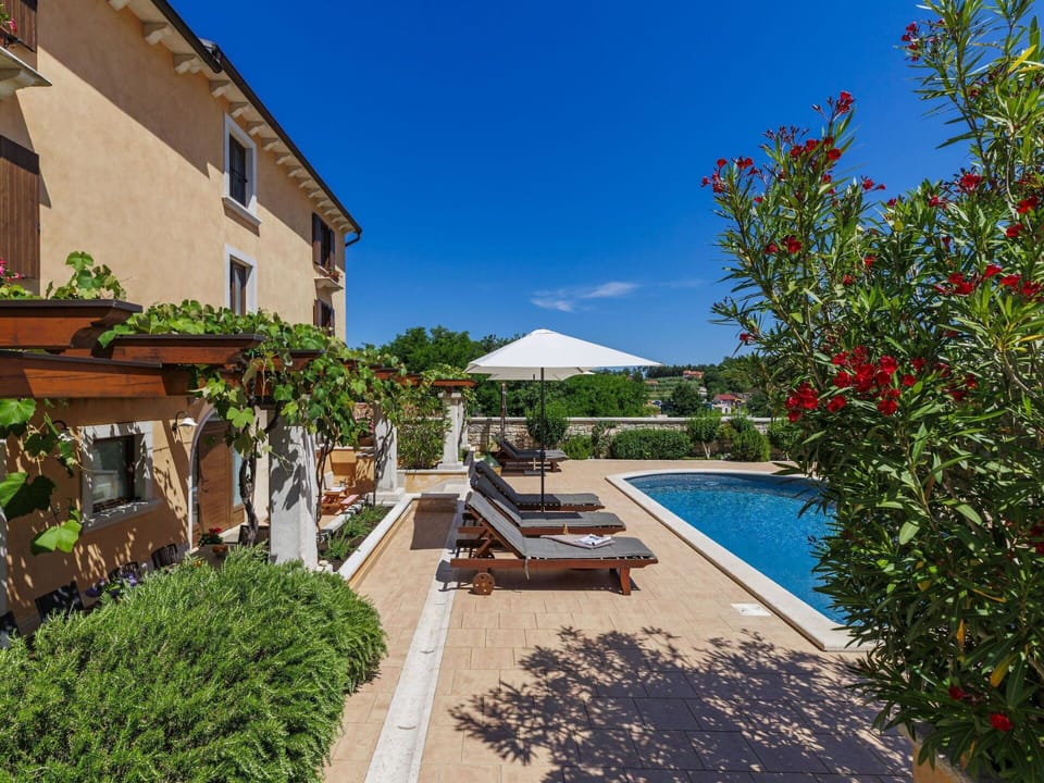 Swimming Pool, Outdoor Furniture, Furniture, Resort, Umbrella, Chair, Garden, Estate, Landscaping, Shade