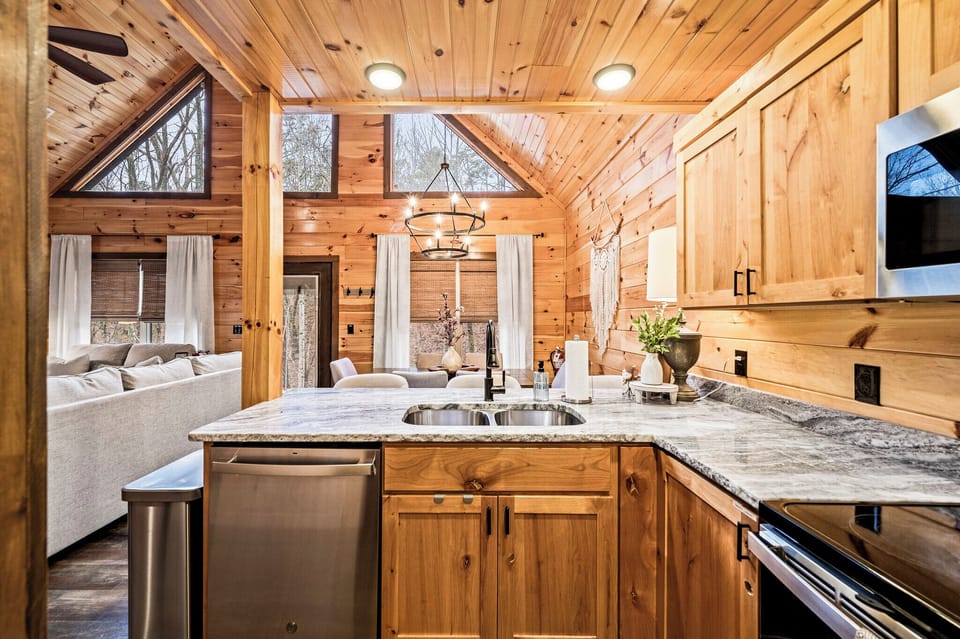 The open-concept plan means cooks can be right in the middle of the action as they prep meals.
