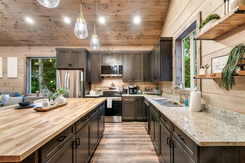 Step into our modern kitchen layout, thoughtfully designed to offer ample space for comfortable cooking experiences. With its contemporary design, you'll effortlessly move around, enjoying the