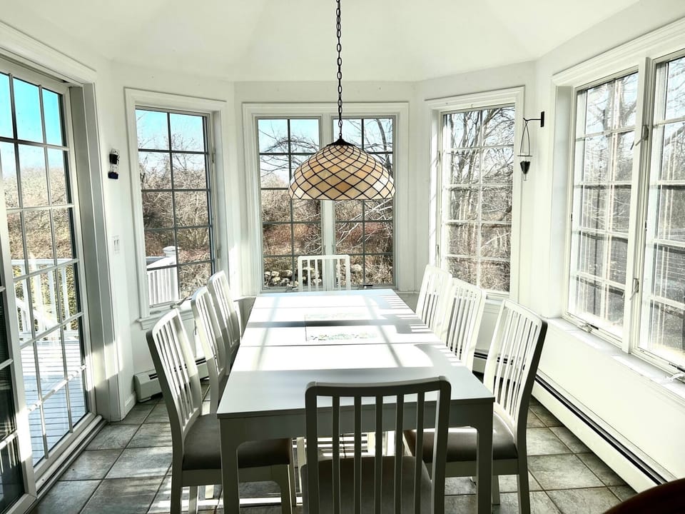 Sunny dining area w/slider to large deck 