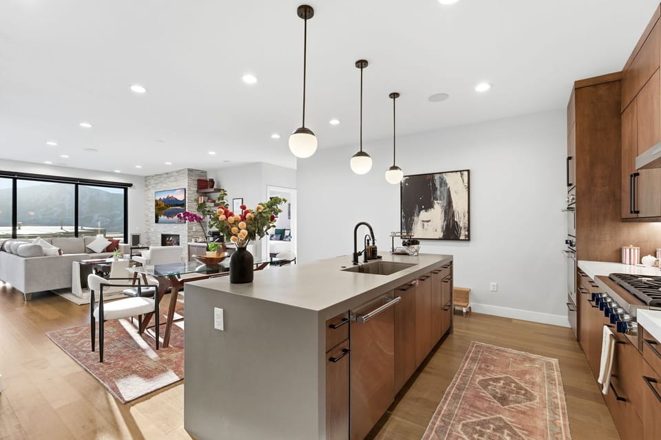Open-concept kitchen with large island