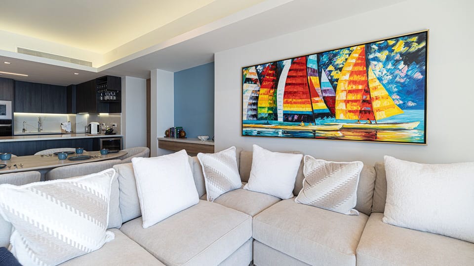 L shaped sofa in living room