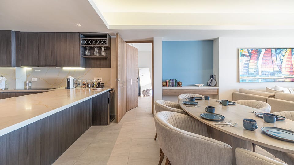 kitchen counter and dining table